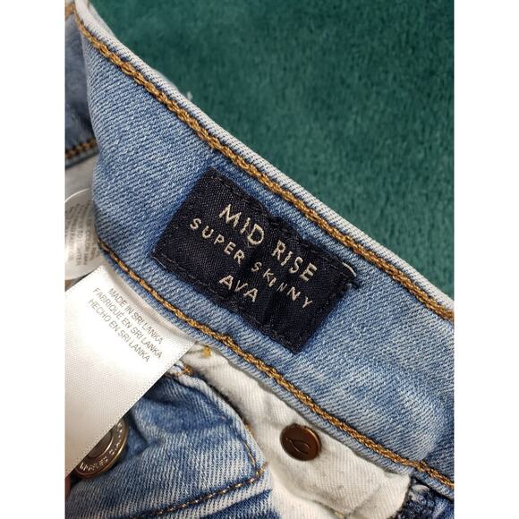 Lucky Brand Jeans Size 4 Womens Blue Stretch Pants Fray Hem Mid Rise Ava Skinny - Picture 4 of 14